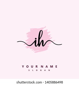 Initial IH handwriting logo template vector