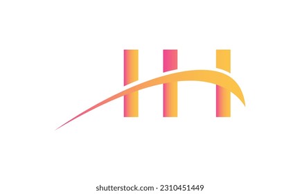 Initial IH letter Logo With Swoosh Design Graphic Vector Template for Business and Company Identity.