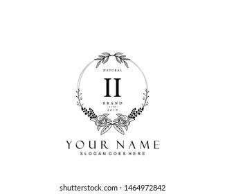 Initial II beauty monogram and elegant logo design, handwriting logo of initial signature, wedding, fashion, floral and botanical with creative template.