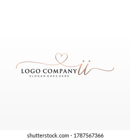 Initial II beauty monogram and elegant logo design, handwriting logo of initial signature, wedding, fashion, floral and botanical with creative template.