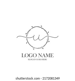 Initial II beauty monogram and elegant logo design, handwriting logo of initial signature, wedding, fashion, floral and botanical with creative template.