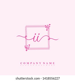 Initial Ii handwriting beauty logo template vector