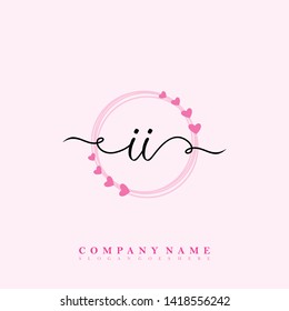 Initial Ii handwriting beauty logo template vector