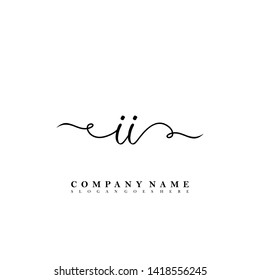 Initial Ii handwriting beauty logo template vector