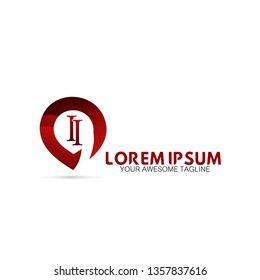 
initial II red pin logo 