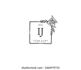 Initial IJ beauty monogram and elegant logo design, handwriting logo of initial signature, wedding, fashion, floral and botanical with creative template.
