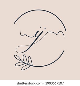 Initial IJ logo Handwriting floral and botanical vector