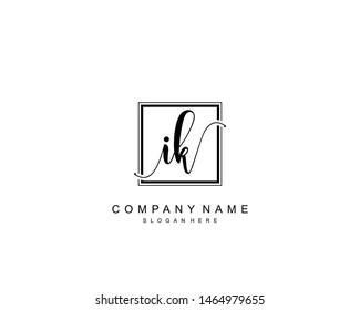 Initial IK beauty monogram and elegant logo design, handwriting logo of initial signature, wedding, fashion, floral and botanical with creative template.