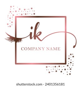 Initial IK calligraphy company eye and eyelash handwriting