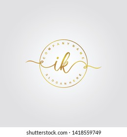 Initial IK handwriting beauty logo template vector