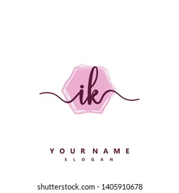 Initial IK handwriting logo template vector