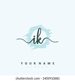 Initial IK handwriting logo template vector