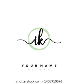 Initial IK handwriting logo template vector