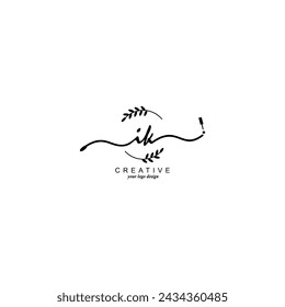 Initial IK logo handwriting botanical branding typography