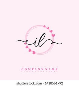 Initial IL handwriting beauty logo template vector