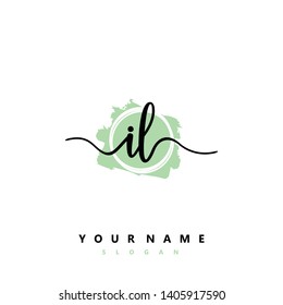 Initial IL handwriting logo template vector