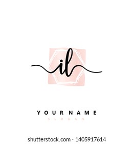 Initial IL handwriting logo template vector