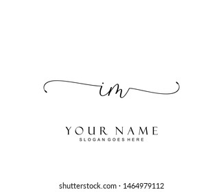 Initial IM beauty monogram and elegant logo design, handwriting logo of initial signature, wedding, fashion, floral and botanical with creative template.