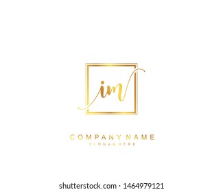 Initial IM beauty monogram and elegant logo design, handwriting logo of initial signature, wedding, fashion, floral and botanical with creative template.