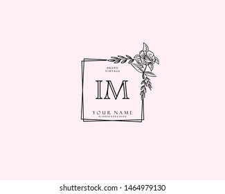 Initial IM beauty monogram and elegant logo design, handwriting logo of initial signature, wedding, fashion, floral and botanical with creative template.