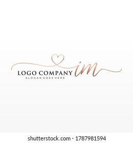 Initial IM beauty monogram and elegant logo design, handwriting logo of initial signature, wedding, fashion, floral and botanical with creative template.