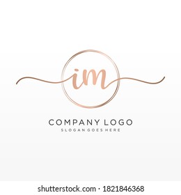 Initial IM beauty monogram and elegant logo design, handwriting logo of initial signature, wedding, fashion, floral and botanical with creative template.