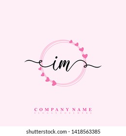 Initial IM handwriting beauty logo template vector