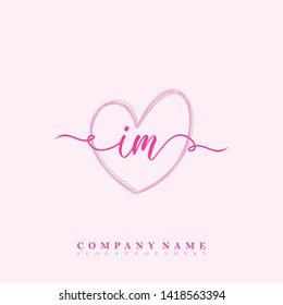 Initial IM handwriting beauty logo template vector