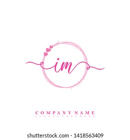 Initial IM handwriting beauty logo template vector