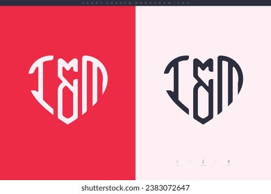 initial IM letters with red heart and love logo flat icon monogram concept