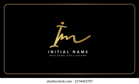 Initial IM vector monogram and elegant logo design, Isolated on a solid black background.