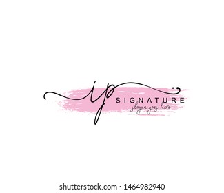 Initial IP beauty monogram and elegant logo design, handwriting logo of initial signature, wedding, fashion, floral and botanical with creative template.
