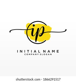 Monograma inicial de belleza IP y diseño elegante de logotipo, logotipo de escritura a mano de firma inicial, boda, moda, floral y botánica con plantilla creativa.