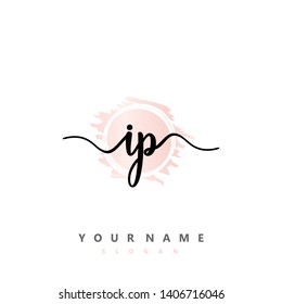 Initial IP handwriting logo template vector