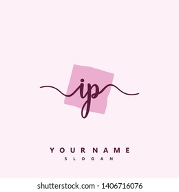 Initial IP handwriting logo template vector