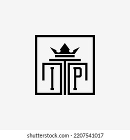 Initial IP Law Firm logo and icon design template stock vector