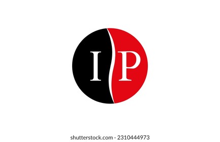 Ursprüngliches IP-Buchstaben-Logo mit Swoosh Design Grafik-Vektorvorlage für Unternehmens- und Unternehmensidentität.
