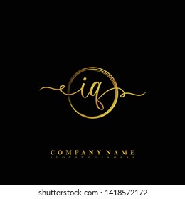 Initial IQ handwriting beauty logo template vector Initial IQ handwriting beauty logo template vector