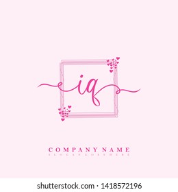 Initial IQ handwriting beauty logo template vector