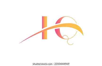 Initial IQ letter Logo With Swoosh Design Graphic Vector Template for Business and Company Identity.