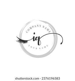 Initial IQ monogram eye and eyelash handwriting