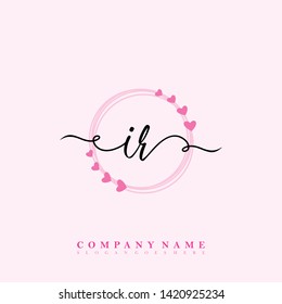 Initial IR handwriting beauty logo template vector Initial IR handwriting beauty logo template vector