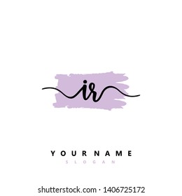 Initial IR handwriting logo template vector