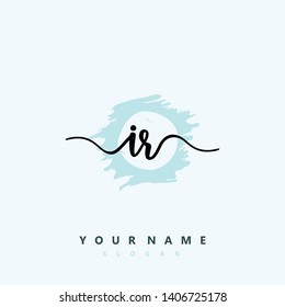 Initial IR handwriting logo template vector