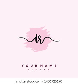 Initial IR handwriting logo template vector