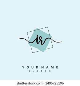 Initial IR handwriting logo template vector