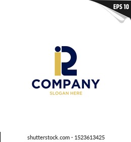 Initial IR Logo monogram design template. Simple line shape style modern logo.