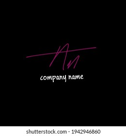 Am initial isolated black background vector elegant handwriting signature for identity design abc typography sign font logo abstract illustration lettering letter luxury modern beauty monogram sign