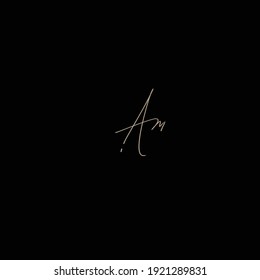 Am initial isolated white handwritten logo