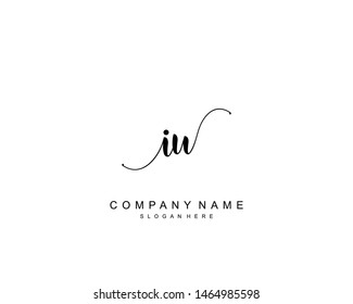 Initial IU beauty monogram and elegant logo design, handwriting logo of initial signature, wedding, fashion, floral and botanical with creative template.